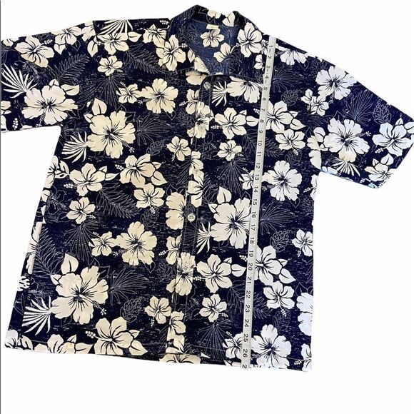 Blue Hawaiian Print Button Up Collared Shirt XL - Picture 9 of 9